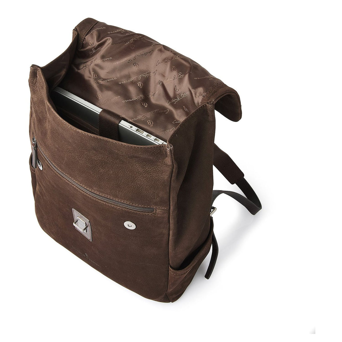 Castelijn & Beerens Nubuck Rugzak - RFID bescherming - 15.6" laptopvak - mocca