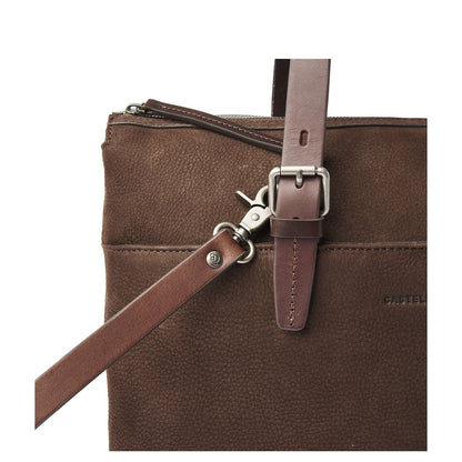 Castelijn & Beerens Nubuck Schoudertas - RFID bescherming - 15.6" laptopvak - mocca