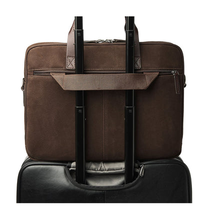 Castelijn & Beerens Nubuck Schoudertas - RFID bescherming - 15.6" laptopvak - mocca