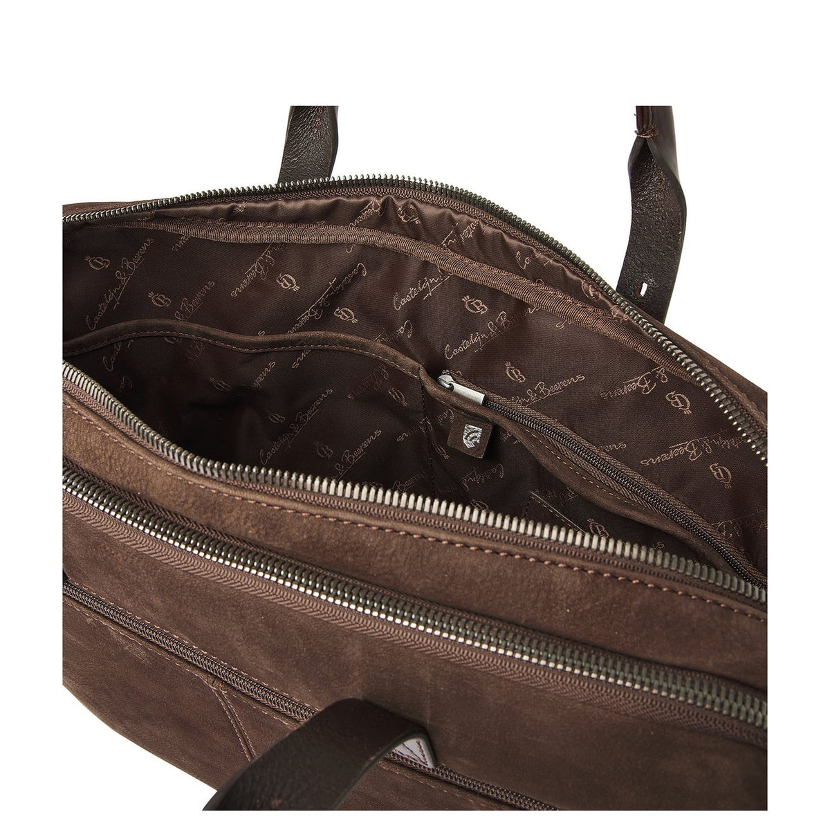 Castelijn & Beerens Nubuck Schoudertas - RFID bescherming - 15.6" laptopvak - mocca