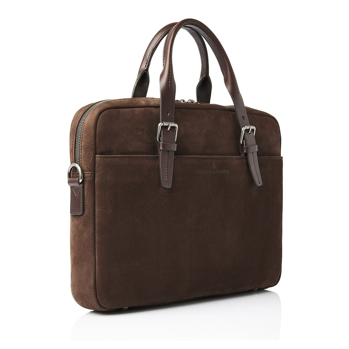 Castelijn & Beerens Nubuck Schoudertas - RFID bescherming - 15.6" laptopvak - mocca
