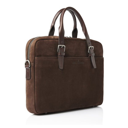 Castelijn & Beerens Nubuck Schoudertas - RFID bescherming - 15.6" laptopvak - mocca