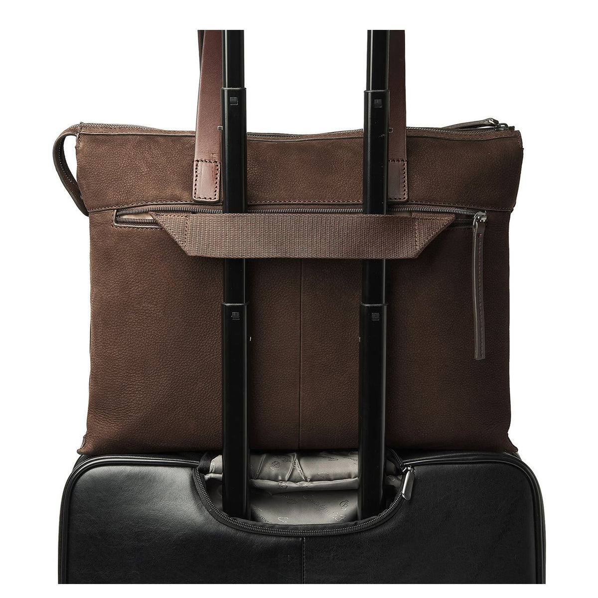 Castelijn & Beerens Nubuck Schoudertas - RFID bescherming - 15.6" laptopvak - mocca