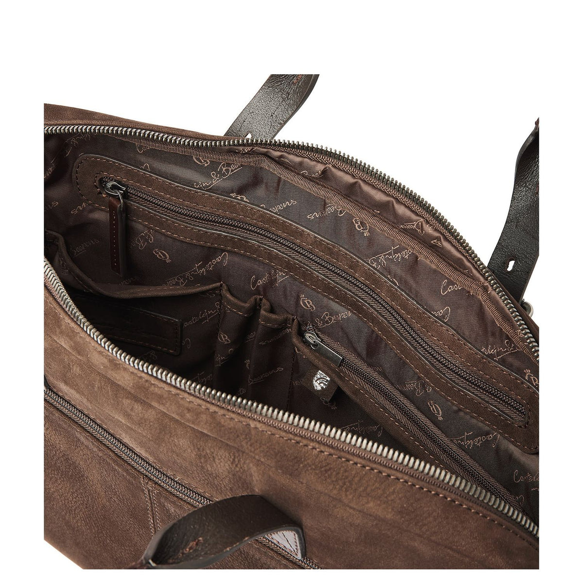 Castelijn & Beerens Nubuck Schoudertas - RFID bescherming - 15.6" laptopvak - mocca
