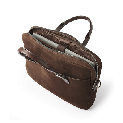 Castelijn & Beerens Nubuck Schoudertas - RFID bescherming - 15.6" laptopvak - mocca