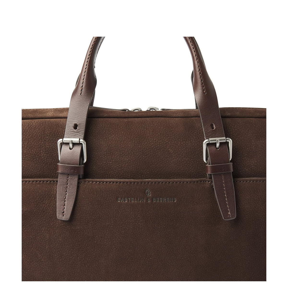 Castelijn & Beerens Nubuck Schoudertas - RFID bescherming - 15.6" laptopvak - mocca