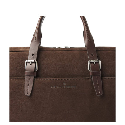 Castelijn & Beerens Nubuck Schoudertas - RFID bescherming - 15.6" laptopvak - mocca