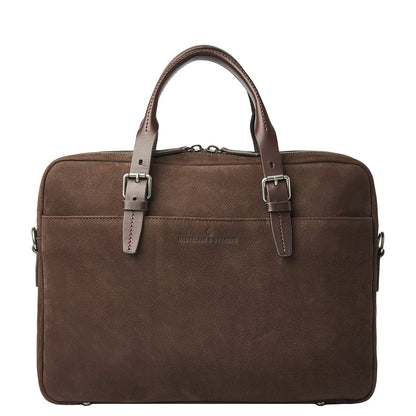 Castelijn & Beerens Nubuck Schoudertas - RFID bescherming - 15.6" laptopvak - mocca