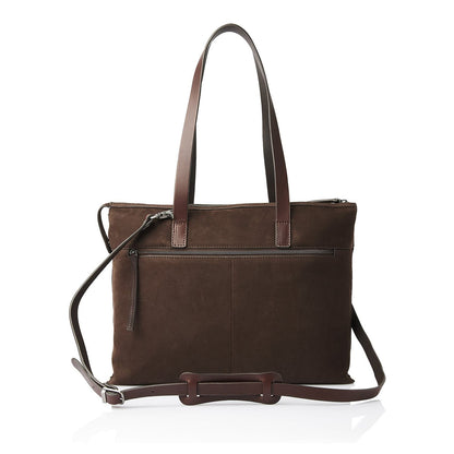 Castelijn & Beerens Nubuck Schoudertas - RFID bescherming - 15.6" laptopvak - mocca