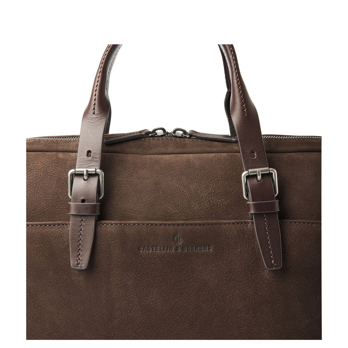 Castelijn & Beerens Nubuck Schoudertas - RFID bescherming - 15.6" laptopvak - mocca
