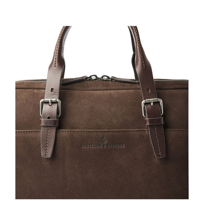 Castelijn & Beerens Nubuck Schoudertas - RFID bescherming - 15.6" laptopvak - mocca