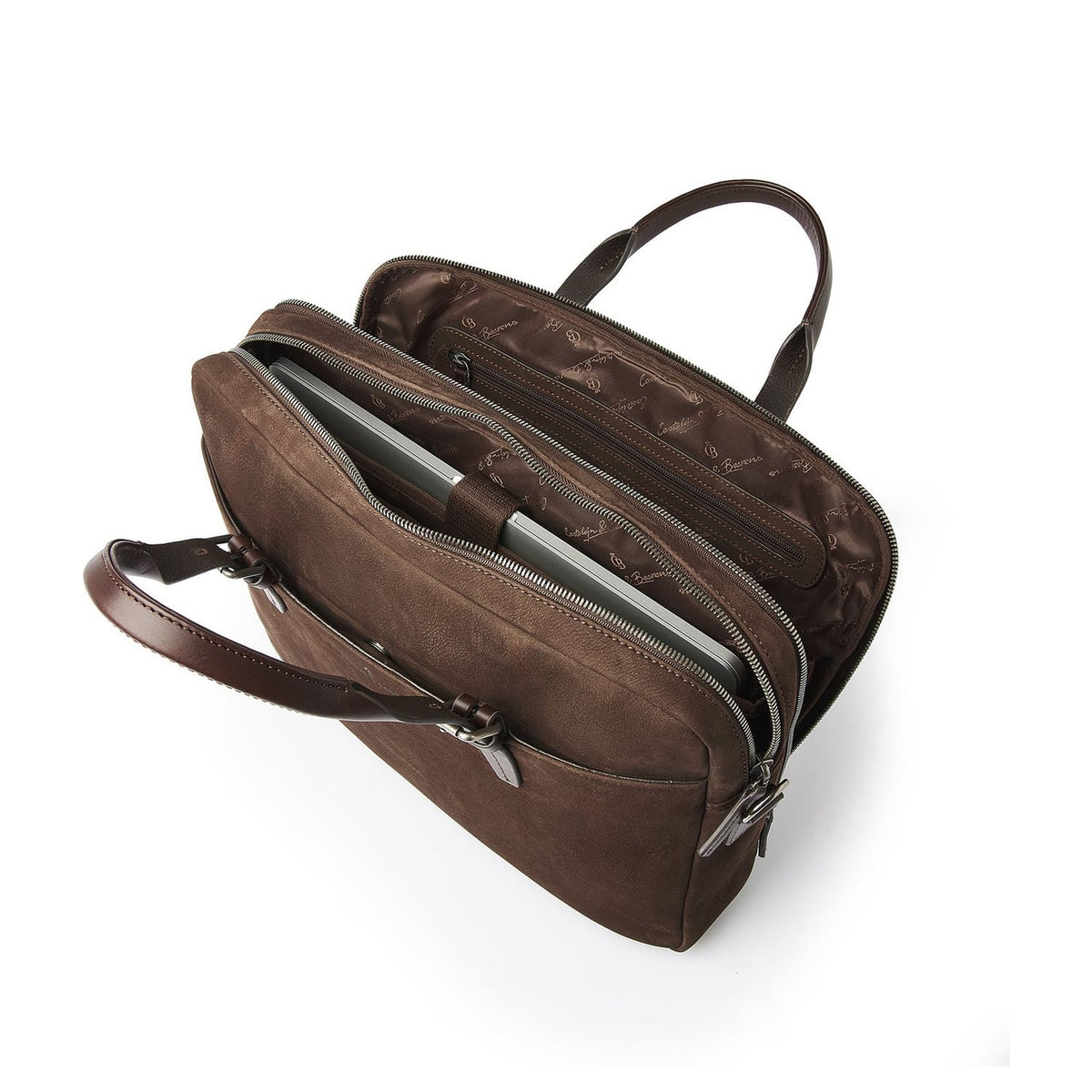 Castelijn & Beerens Nubuck Schoudertas - RFID bescherming - 15.6" laptopvak - mocca