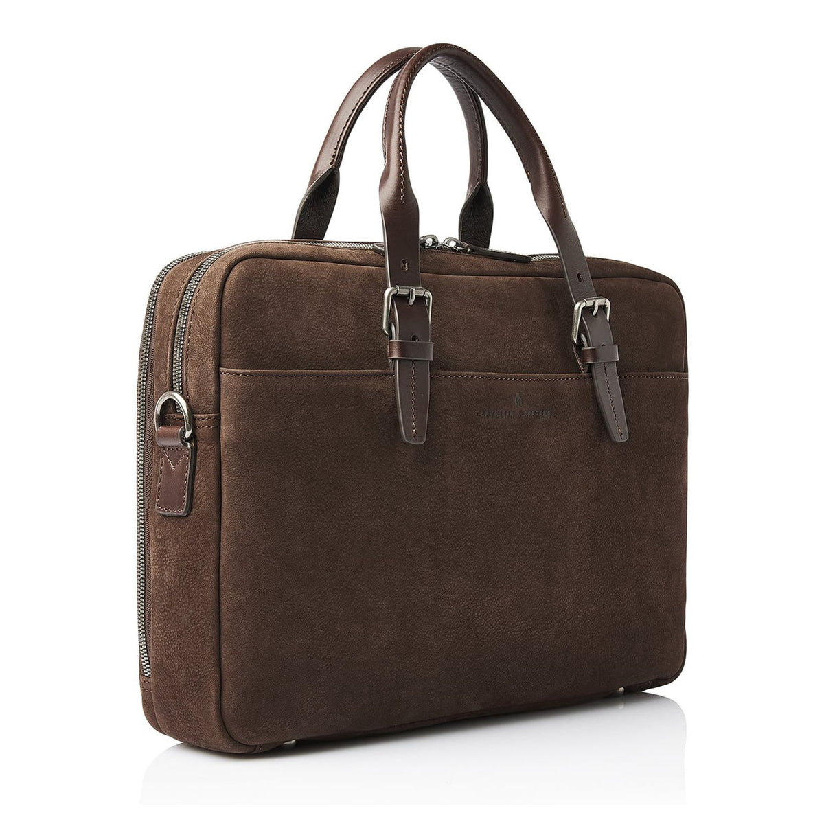 Castelijn & Beerens Nubuck Schoudertas - RFID bescherming - 15.6" laptopvak - mocca