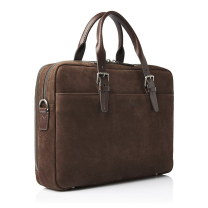 Castelijn & Beerens Nubuck Schoudertas - RFID bescherming - 15.6" laptopvak - mocca