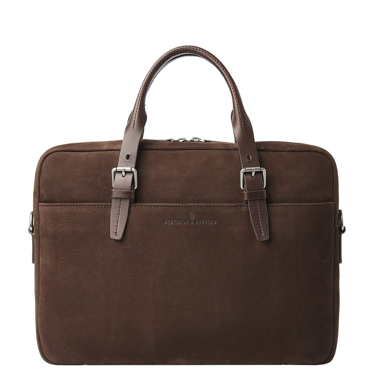 Castelijn & Beerens Nubuck Schoudertas - RFID bescherming - 15.6" laptopvak - mocca