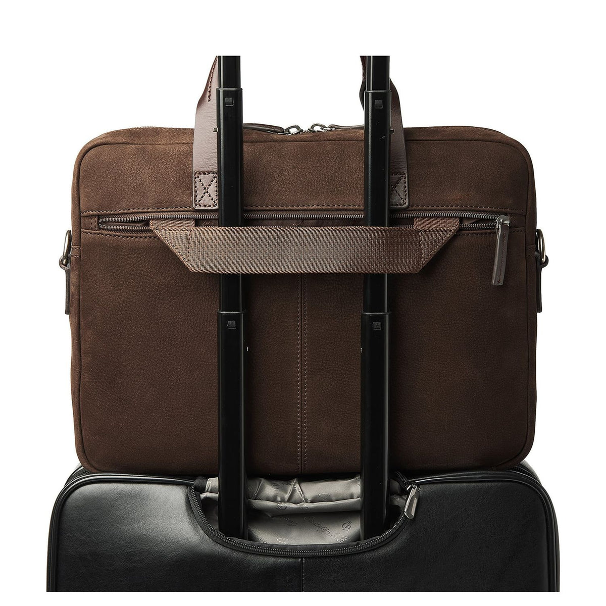 Castelijn & Beerens Nubuck Schoudertas - RFID bescherming - 15.6" laptopvak - mocca