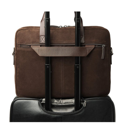 Castelijn & Beerens Nubuck Schoudertas - RFID bescherming - 15.6" laptopvak - mocca