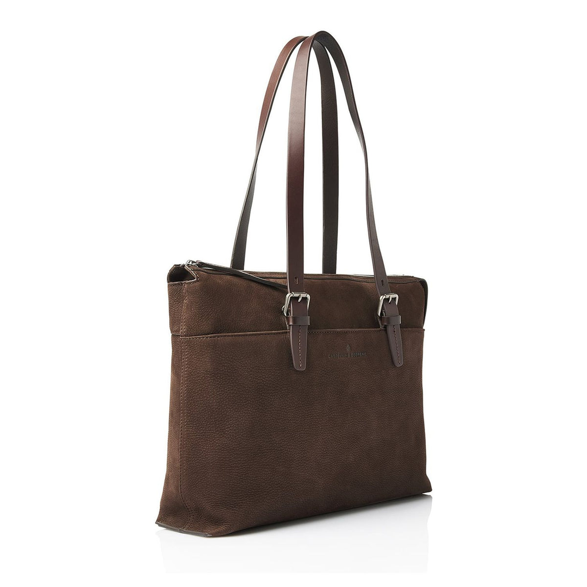 Castelijn & Beerens Nubuck Schoudertas - RFID bescherming - 15.6" laptopvak - mocca