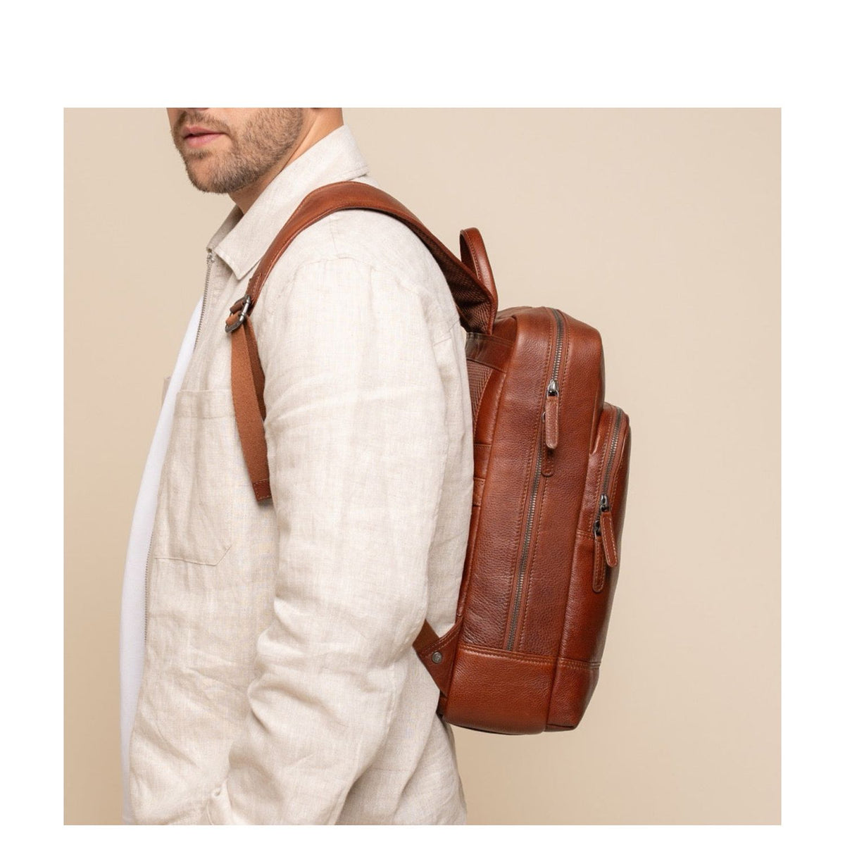 The Chesterfield Brand Marvello Rugzak - 12 liter - 15" laptopvak - cognac