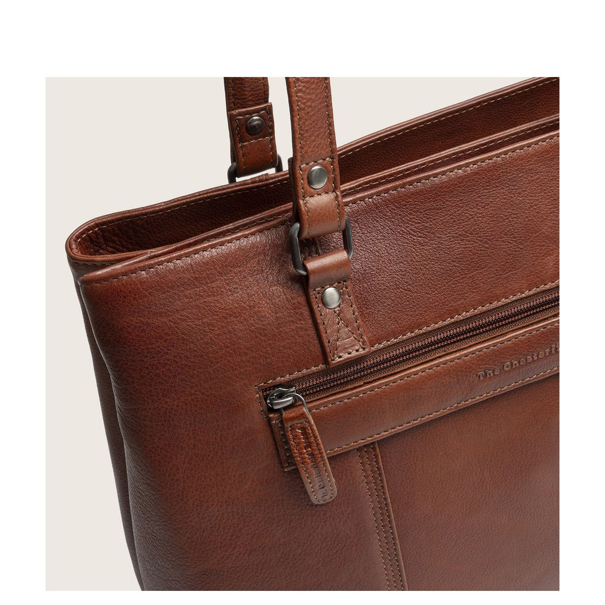 The Chesterfield Brand Alverino Schoudertas - 14" laptopvak - cognac