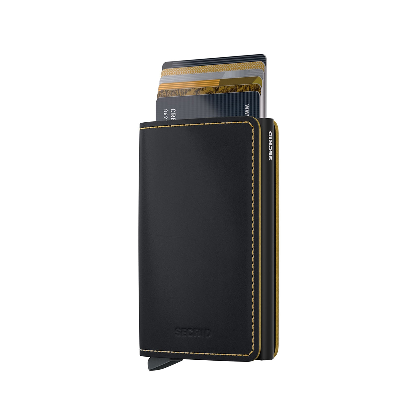 Secrid Slimwallet Mattschwarzer Ocker Damenbrieftasche