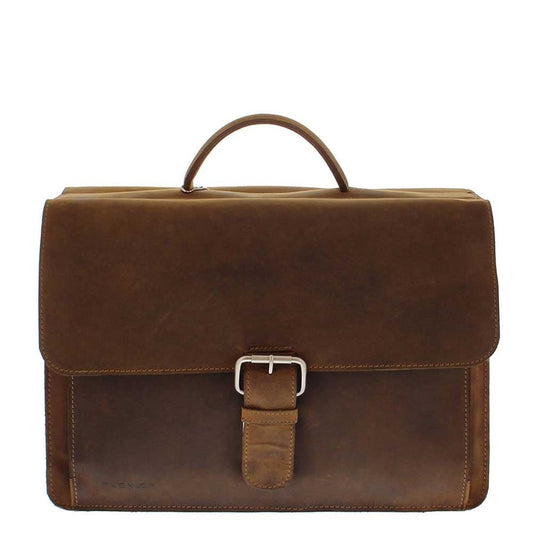 Plevier Retro Newton Laptop Bag 3 compartments 15.6" brown