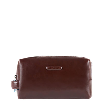 Piquadro Black Square Kosmetiktasche 2 Reißverschlüsse braun