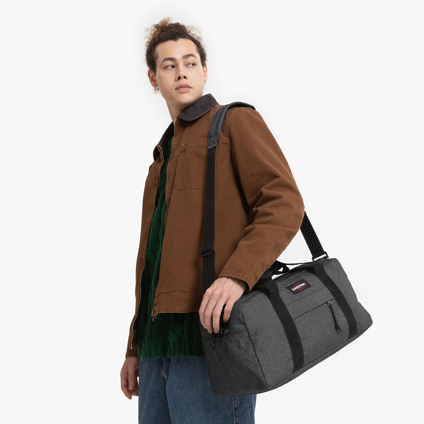 Eastpak Compact + black denim Weekend bag