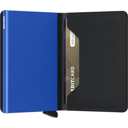 Secrid Slimwallet Wallet Mattschwarz-blaue Damenbrieftasche