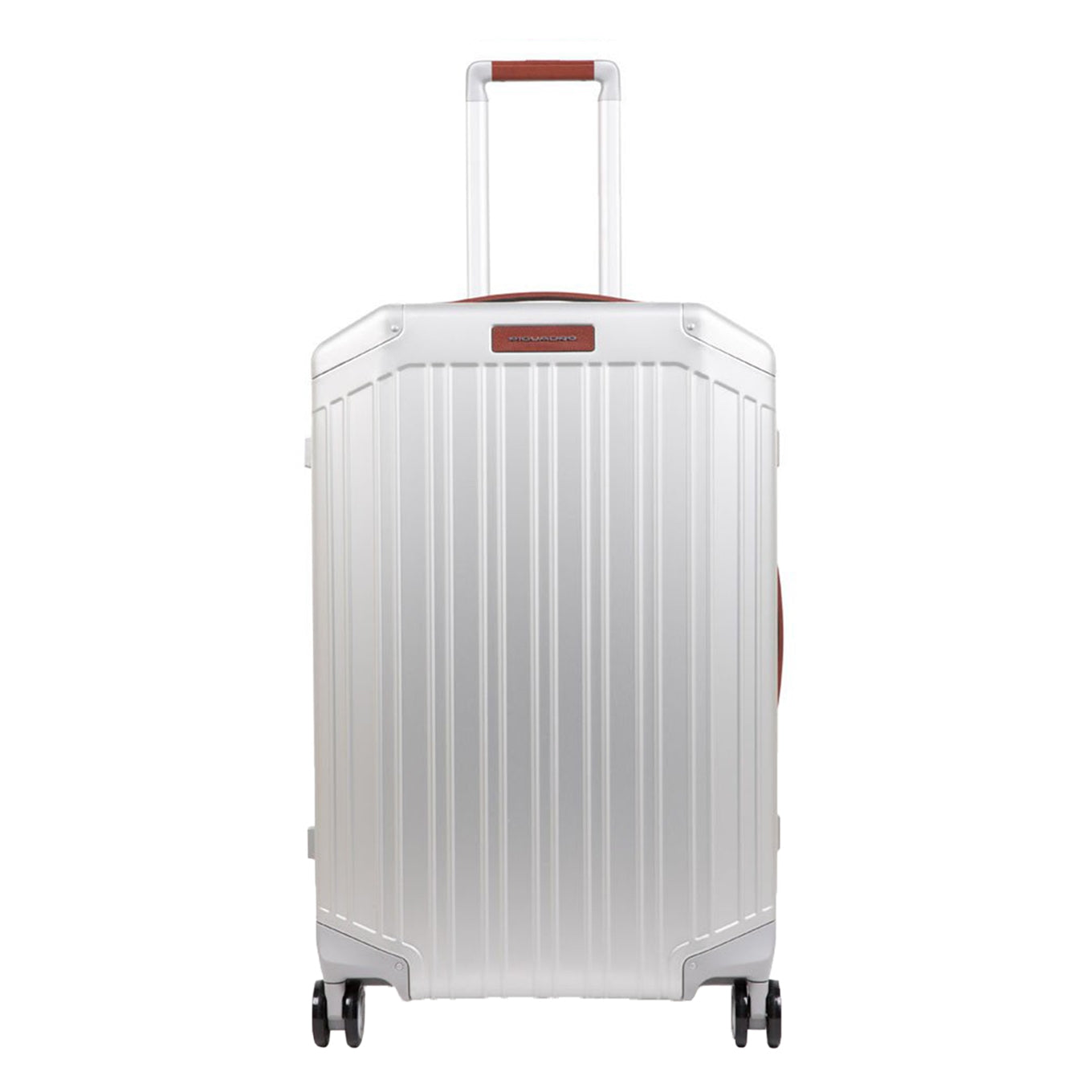 Piquadro Alu Medium 4 Wheel Trolley grigio / cuoio Hard Case