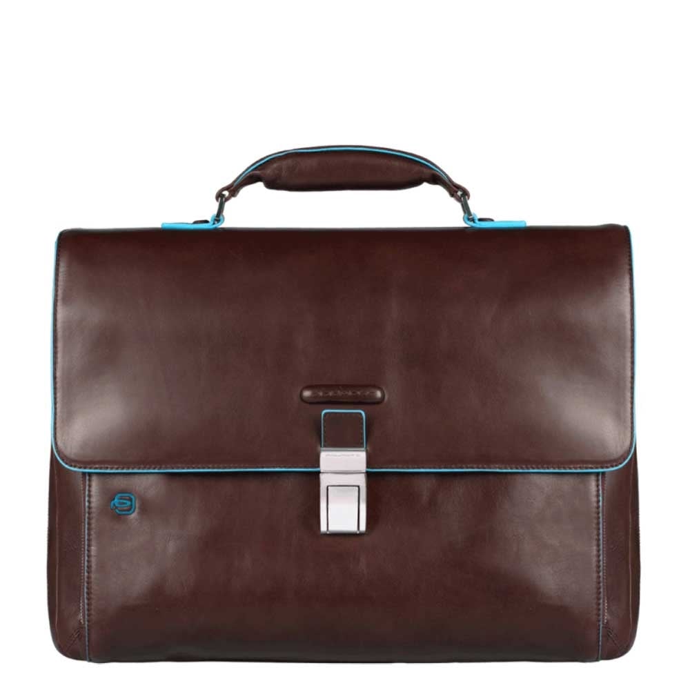 Piquadro Blue Square Exp. Computer Portfolio Briefcase mahogany