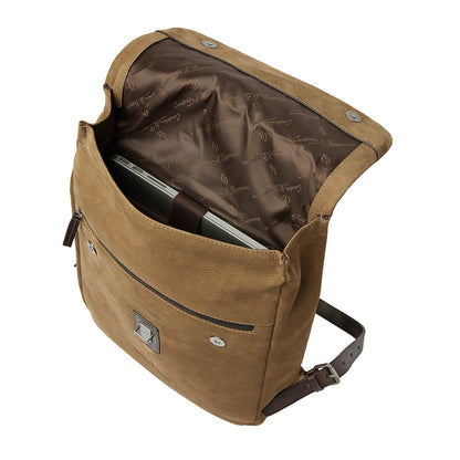 Castelijn &amp; Beerens Veneto Laptop-Rucksack aus Nubukleder, 15,6 Zoll, Taupe