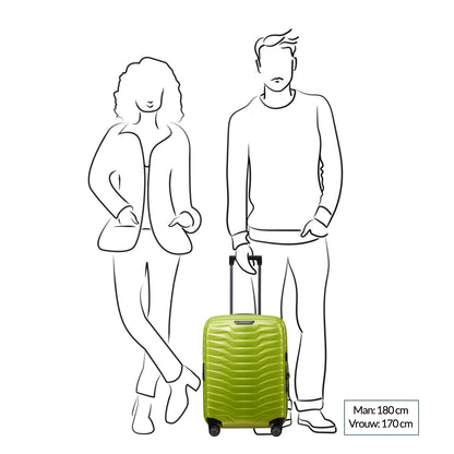 Samsonite Proxis Spinner 55 erweiterbarer Limetten-Hartschalenkoffer