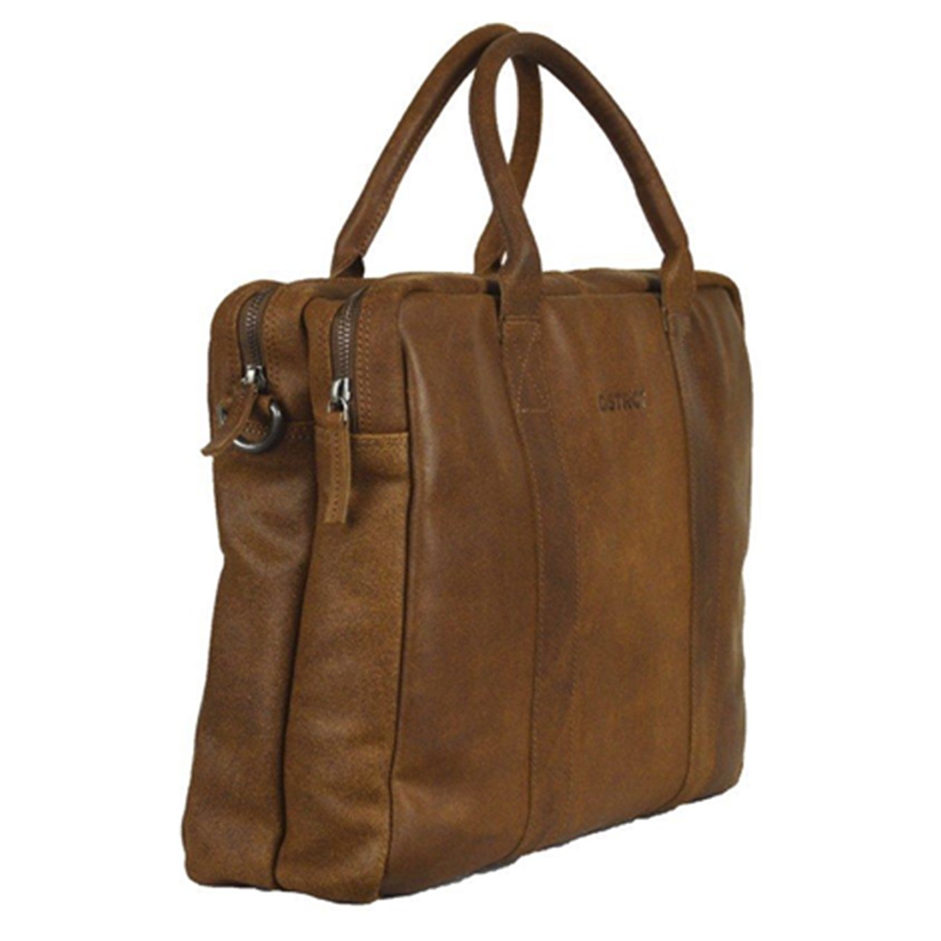 DSTRCT Limited Double Zip 15'' Laptoptas + sleutelhanger cognac