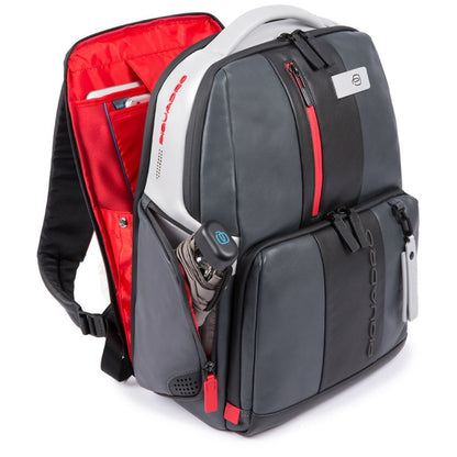 Piquadro Urban Fast-Check PC-Rucksack mit iPad-Fach grau-schwarzer Rucksack