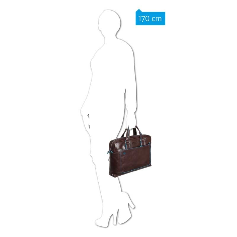 Piquadro Blue Square Computer Portfolio Briefcase 15'' mahogany