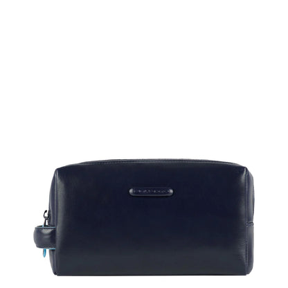 Piquadro Blue Square Kosmetiktasche 2 Reißverschlüsse braun