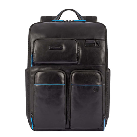 Piquadro Blue Square Computer Backpack With iPad Pro black