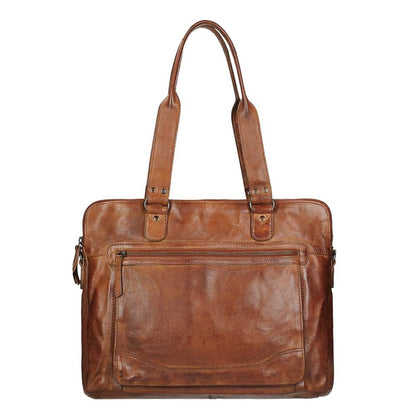 Bear Design Cow Lavato Laptop-Umhängetasche Cognac