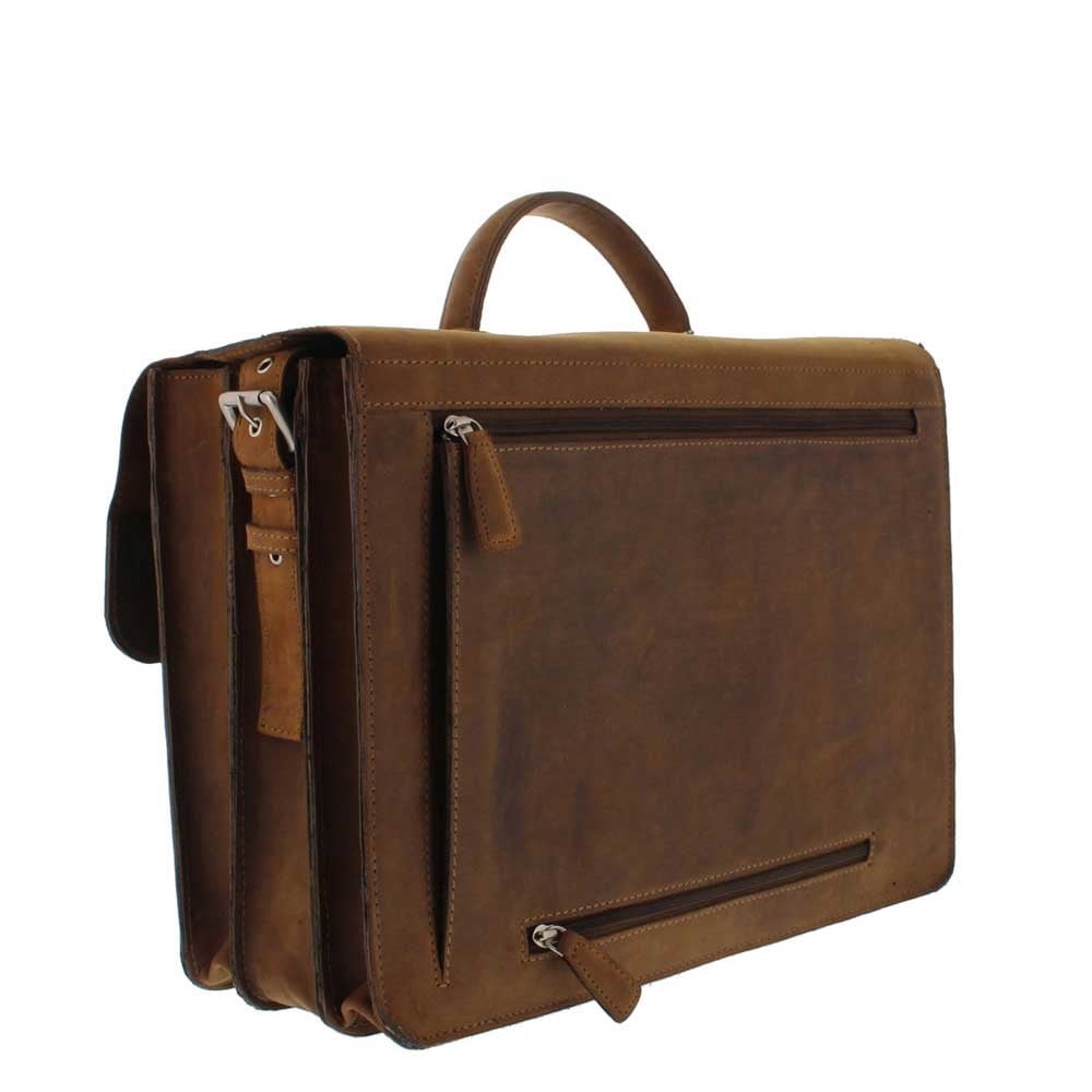 Plevier Retro Newton Laptop Bag 3 compartments 15.6" brown