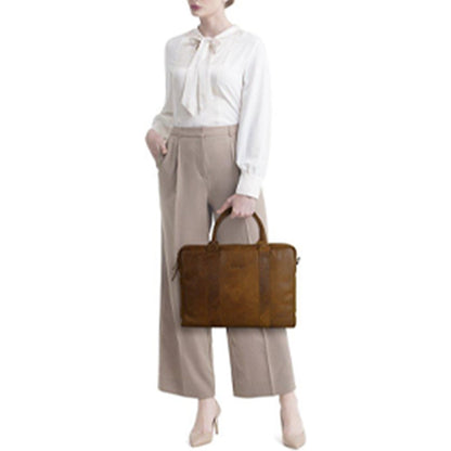 DSTRCT Limited Double Zip 15'' Laptoptasche + Schlüsselring Cognac