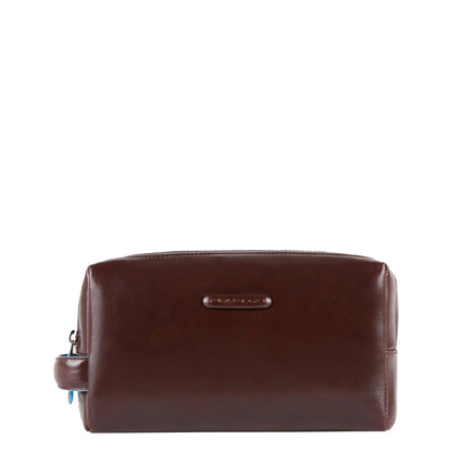 Piquadro Black Square Kosmetiktasche 2 Reißverschlüsse braun