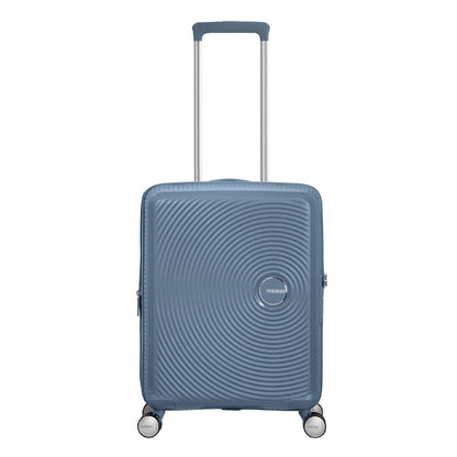 American Tourister Soundbox Spinner 55 Erweiterbares steinblaues Hartschalenetui