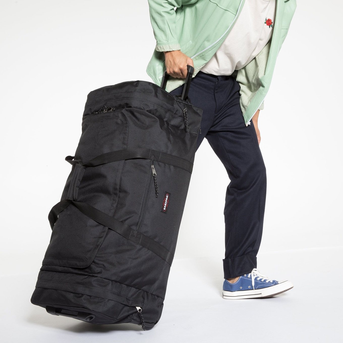 Eastpak Leatherface L + black denim Soft suitcase