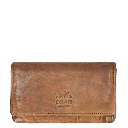 Bear Design Cow Lavato Ladies Wallet 12cc cognac