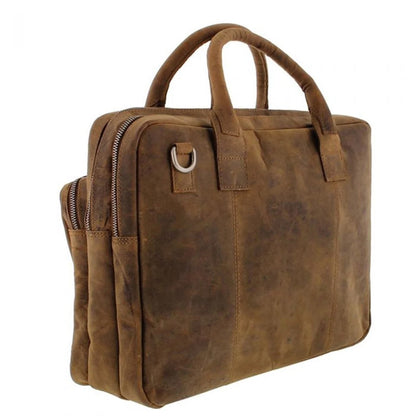 Plevier Retro Galileo Laptoptasche 3 Fächer 15,6" braun