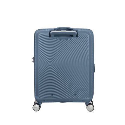 American Tourister Soundbox Spinner 55 Erweiterbares steinblaues Hartschalenetui