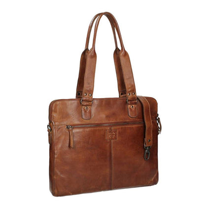 Bear Design Cow Lavato Laptop-Umhängetasche Cognac
