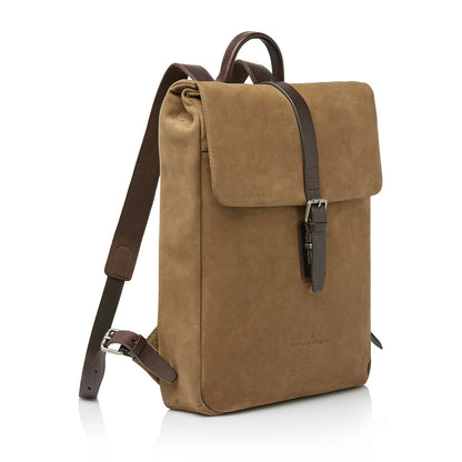 Castelijn &amp; Beerens Veneto Laptop-Rucksack aus Nubukleder, 15,6 Zoll, Taupe