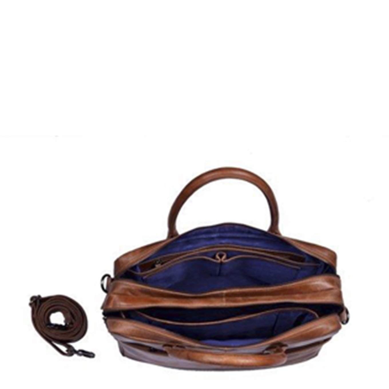 DSTRCT Limited Double Zip 15'' Laptoptas + sleutelhanger cognac